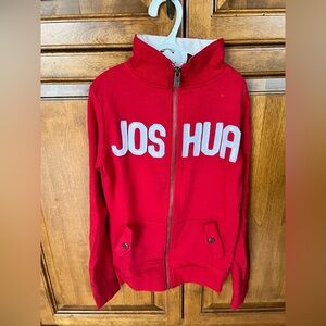 🐚 6 / 10$ Girls Apparel - Size S Red and White Joshua Perrets Zip-Up Sweater